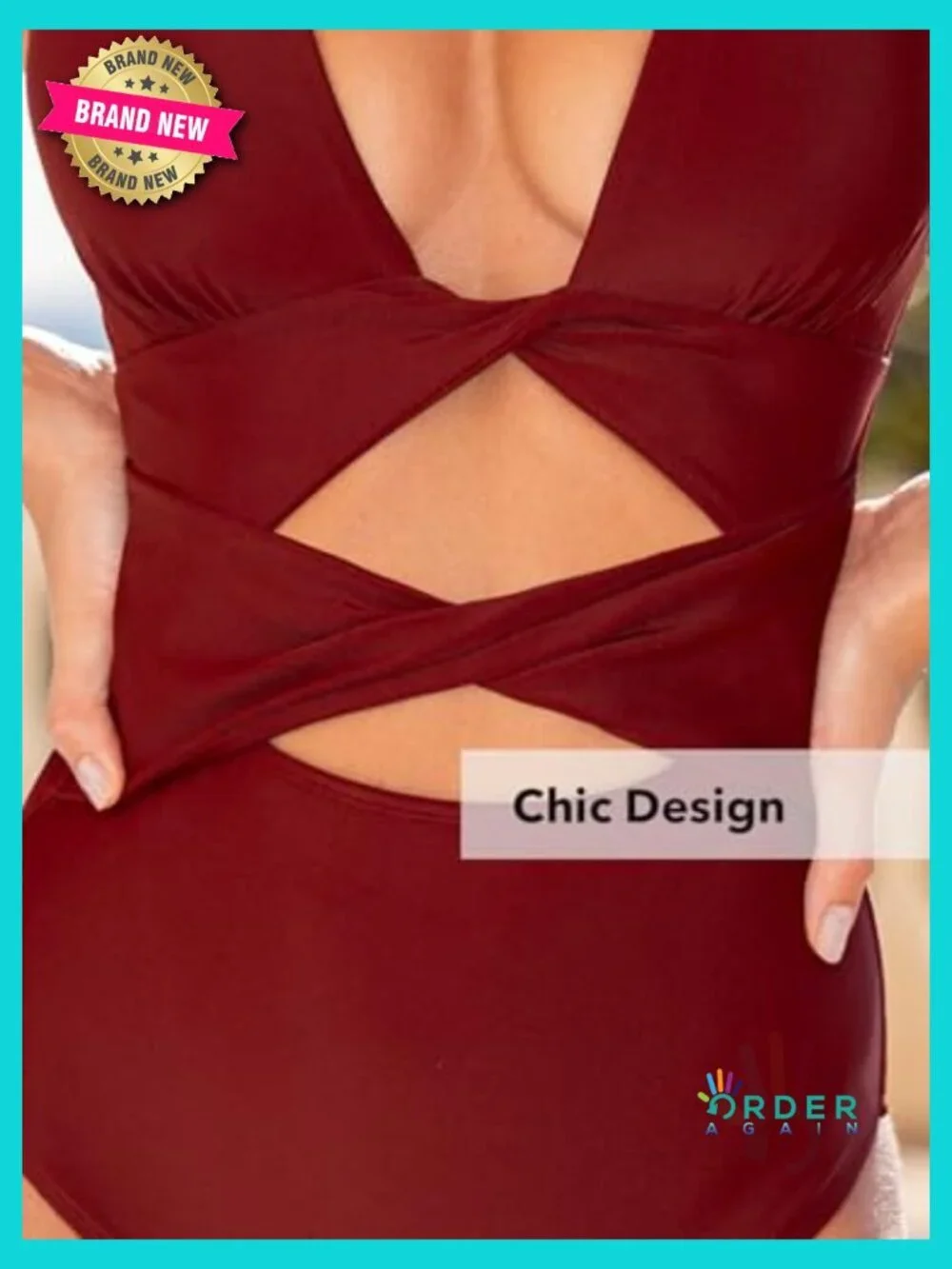 One Piece Swimsuit Cutout Back Twist Plunging Neck Crisscross